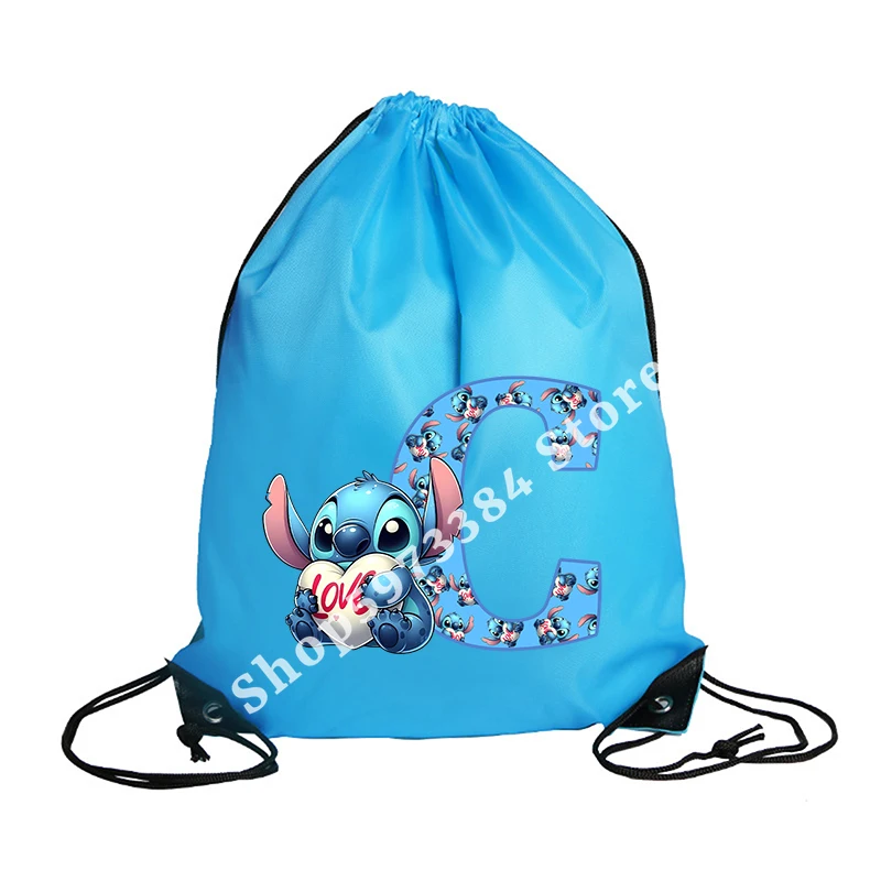 Stitch Disney borsa con coulisse sport zaino impermeabile Bundle Pocket Terylene borse da basket Cartoon Anime Birthday Cute Gifts