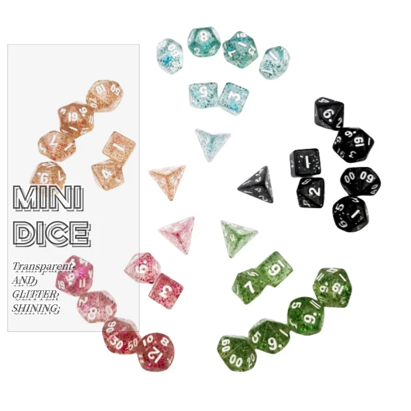 

Dice Games Role Mini DND Dice Polyhedral Dice TRPG D&D Mini Dice Transparent 7Pcs /Set Dice For DND Or COC Game