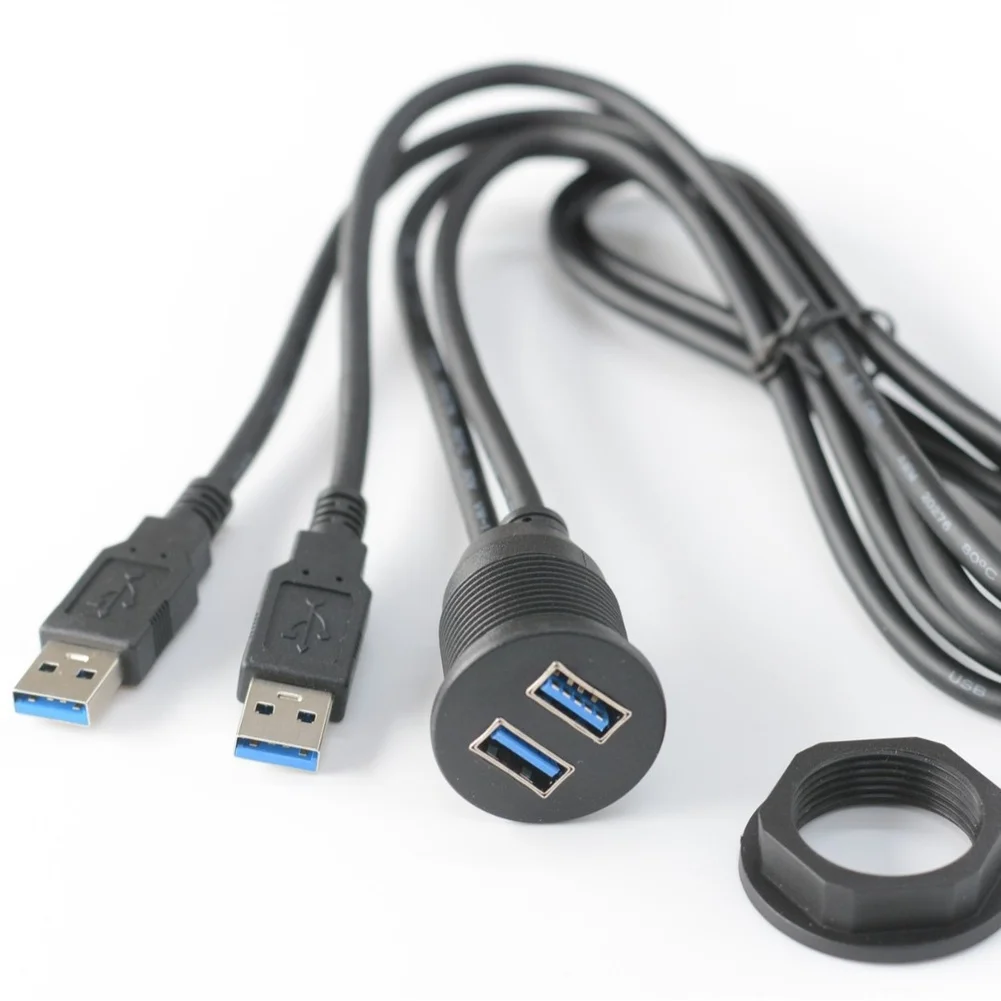 USB3.0 Dash Panel Mount Male To Female Extension Code For Car Boat Motorcycle For Convenient Charging And Data Transfer.