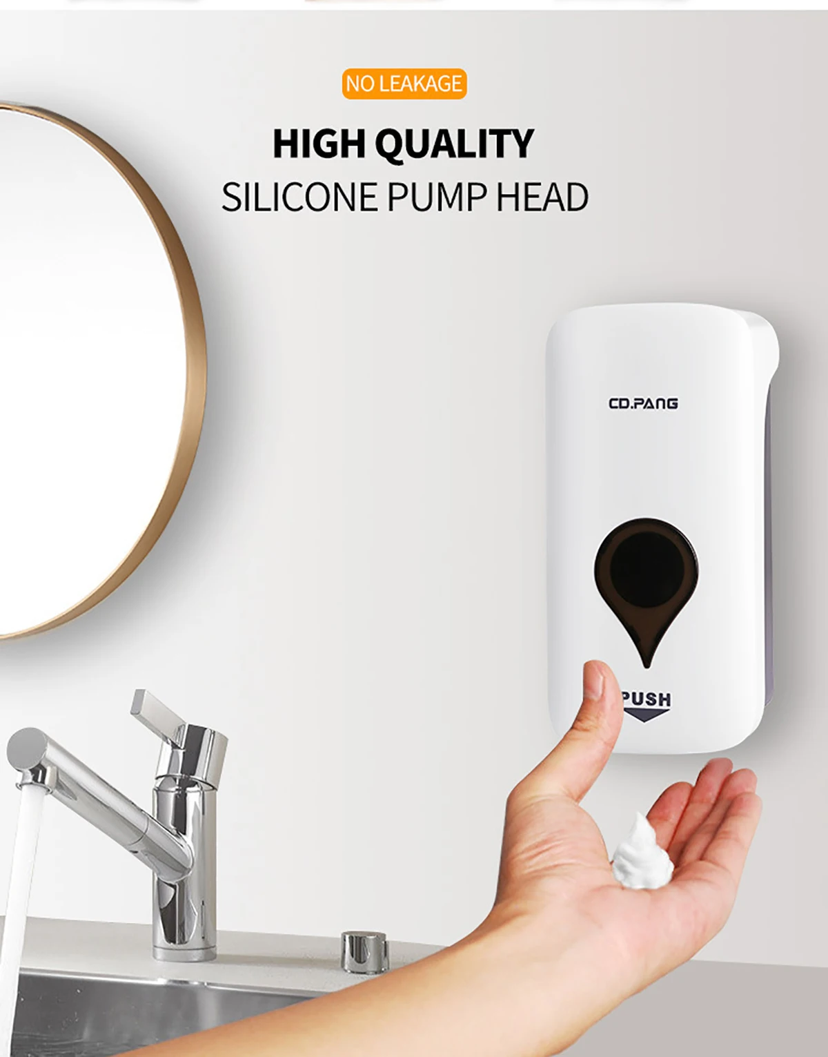 Foam Soap Dispenser Wall Mount Hand Washing Sanitizer Dispensing Foam Pump Bottle Shower Holder Containers for Bathroom Kitchen