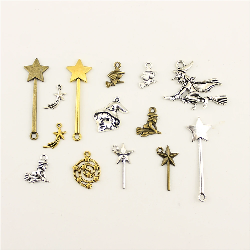 10 sztuk Charms do tworzenia biżuterii czarownica wróżka kij magiczna różdżka czarodziej kij akcesoria części kreatywne ręcznie robione prezenty urodzinowe