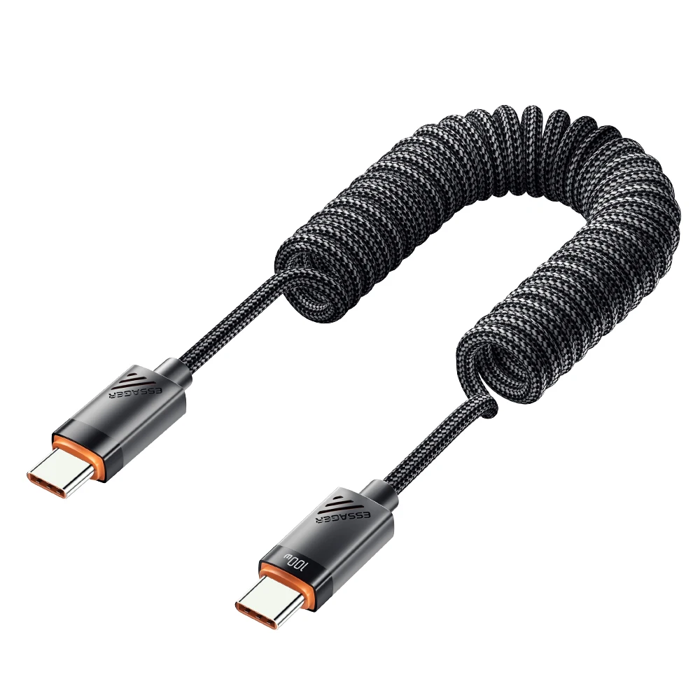Essager Auto-Feder-Typ-C-Kabel für iPhone 17 16 15 Pro Xiaomi Samsung 100 W PD Schnellladung für MacBook iPad Typ C auf C-Kabel