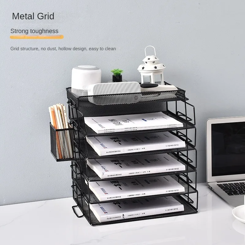 Desktop office supplies Creative file rack Data rack Superimposed multi-layer storage Bookshelf Storage rack Metal