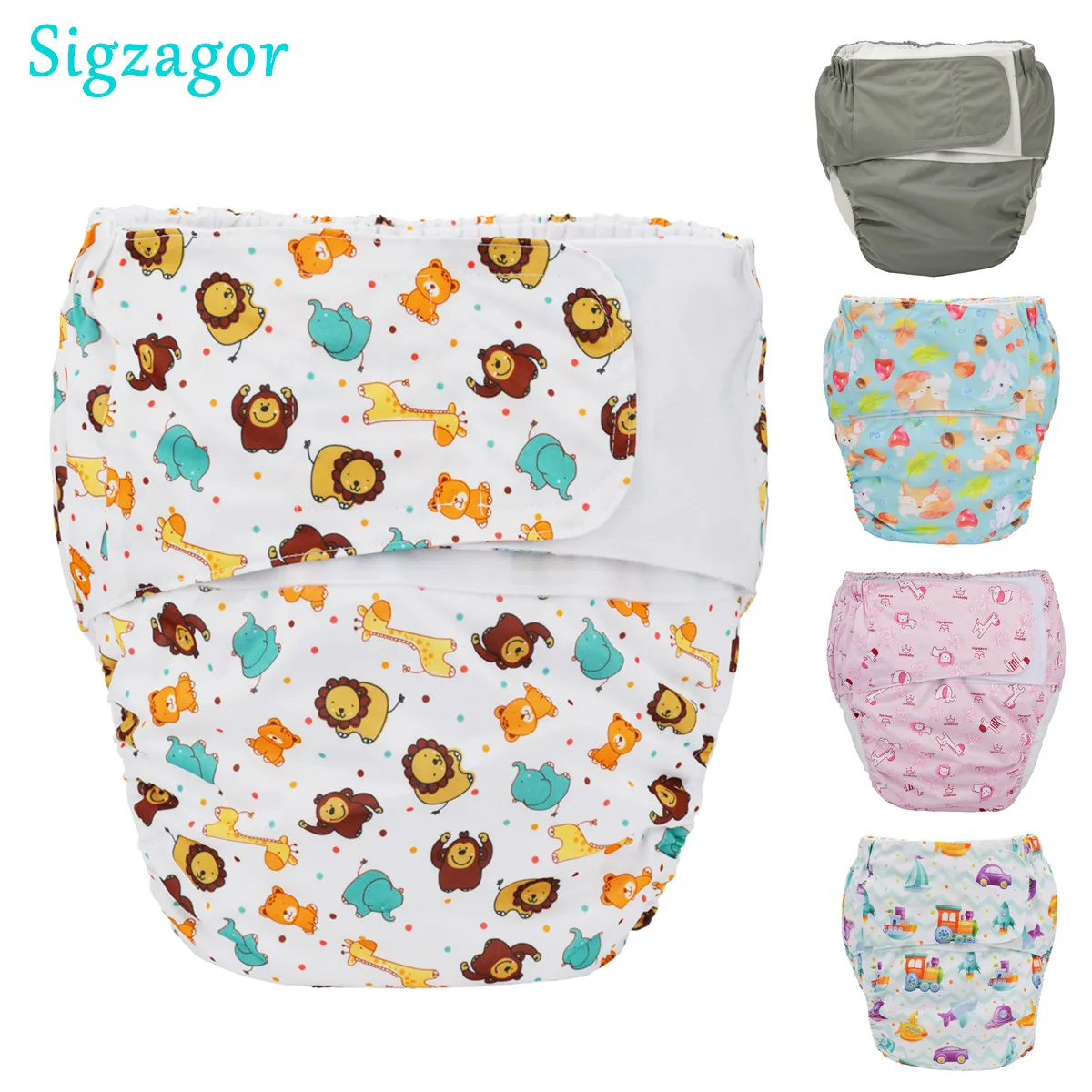 

[Sigzagor]1 XL Adult Cloth Diaper Nappy Urinary Incontinence Pocket Reusable Insert Hook and Loop ABDL Age Play 26.7in to 50.4in