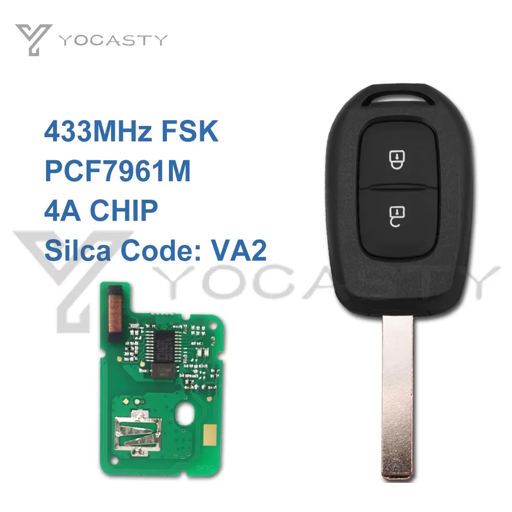 

YOCASTY Remote Control Car Key Fob For Renault Symbol Logan Sandero Trafic Dacia Duster 433MHz PCF7961M With VA2 Blade