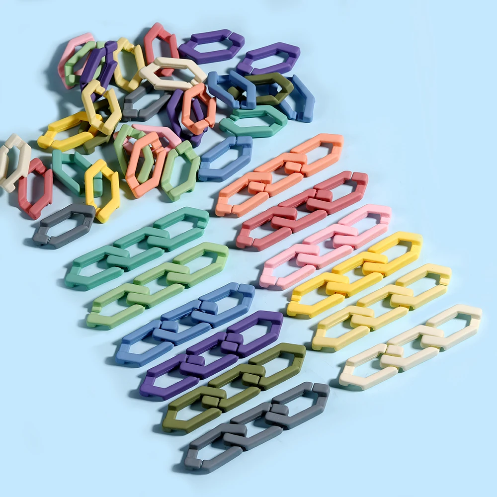 5Pcs/lot Colorful Twisted Acrylic Link Chain Assembled Parts Beads for DIY Necklace Jewelry Making Findings Accessories