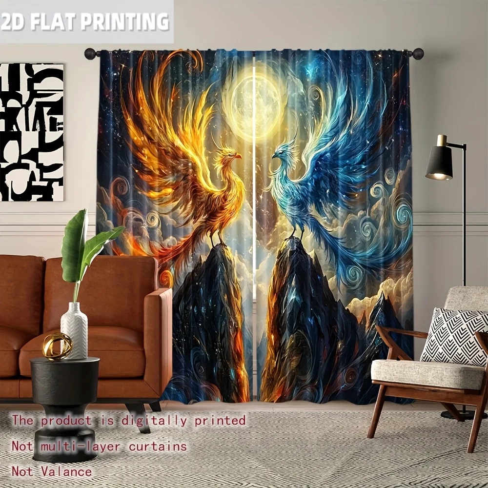 2pcs Modern Printed Window Curtains Translucidus 100% Polyester Drapes for Living Room Bedroom Home Decor