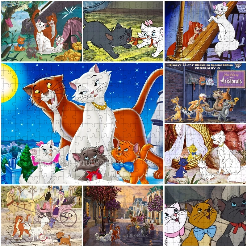 

Disney The Aristocats Jigsaw Puzzle 300/500/1000 Pieces Cartoon Wooden Puzzles Kids Intelligence Toys Adult Decompression Game