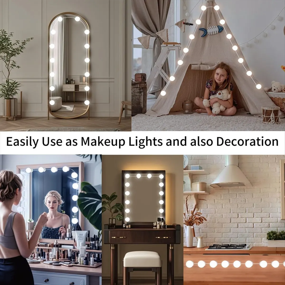 

LED Vanity Mirror Lights with 14 Dimmable Bulbs,10 Brightness Levels Adjustable,for Makeup Desk Bathroom Dressing Room