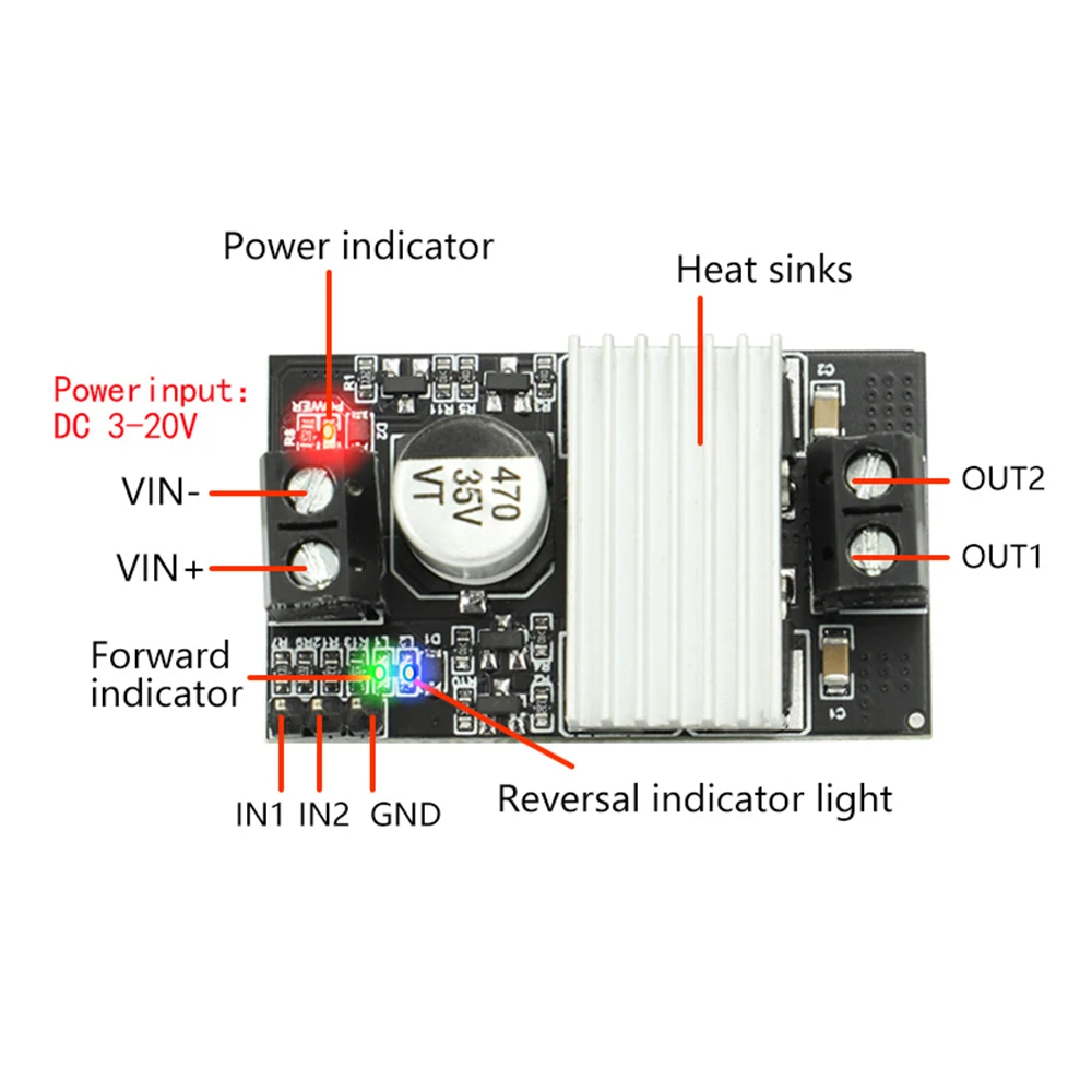 10A DC Motor Drive Module PWM Speed Regulation Dimming 3V-20V Low Voltage High Current