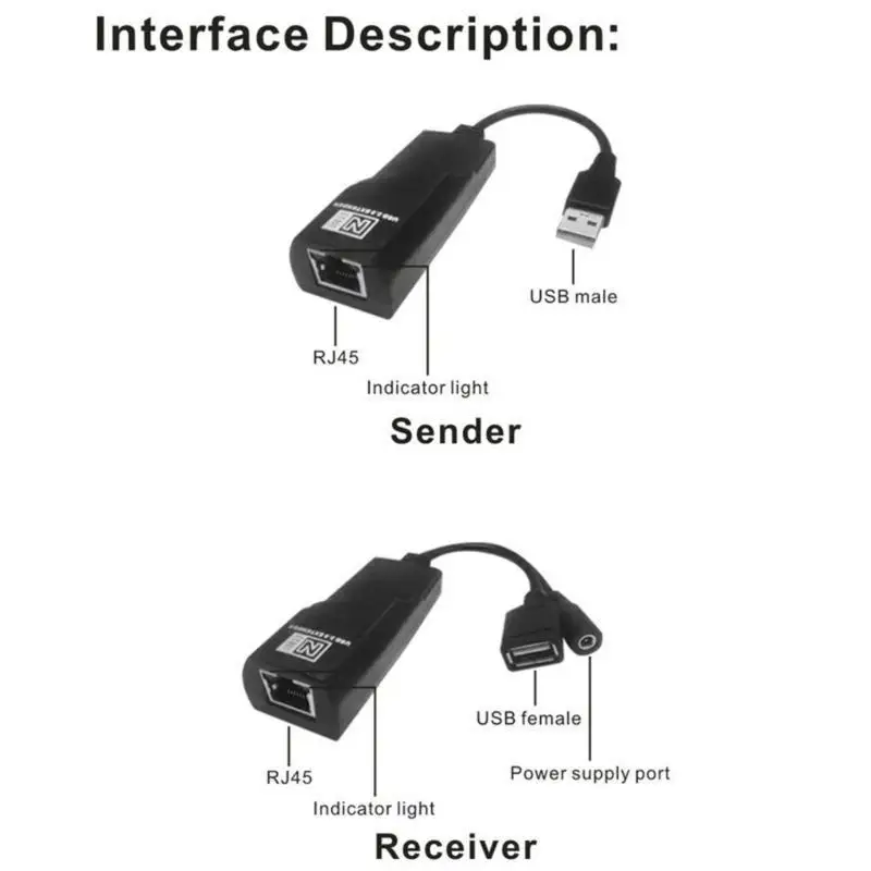 652F Remote USB2.0 to RJ45 Connection Over Cat5e/Cat6, No Power Need, Up to 328Feet