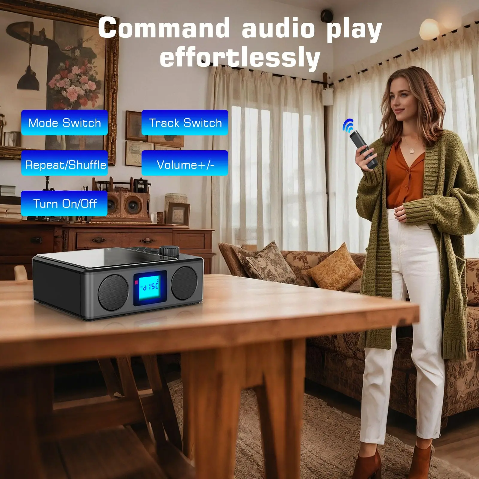 Hause Musik Player Wiederaufladbare Fernbedienung Hause Lautsprecher Bluetooth 5,0 Unterstützung CD USB TF Karte Desktop CD-Player