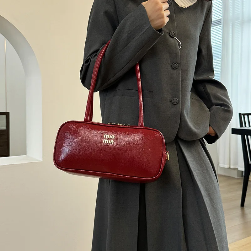 

‌2025 Retro Leather Bowling Bag Women Large Capacity Crossbody Tote Shoulder Bag Vintage Stitching Small Square Purse