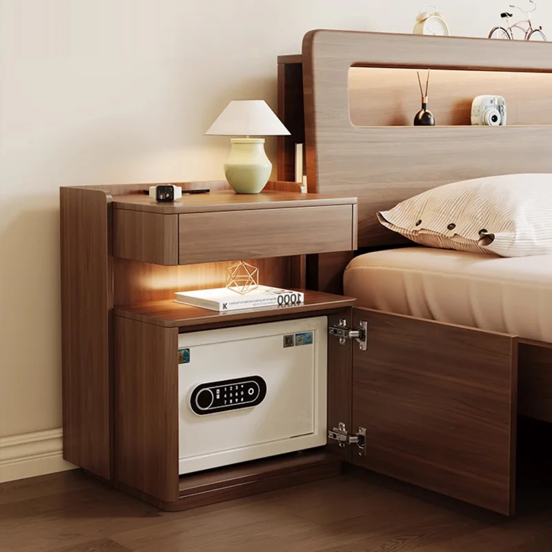 Bedroom Solid Wood Multi-function Medium and Ancient Style Light Luxury High-end Sense Lock Safe Integrated Free Installation