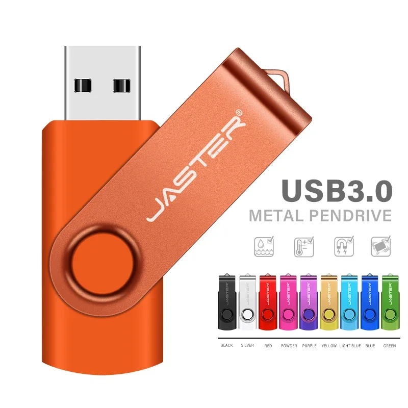 

JASTER Rotatable USB 3.0 Flash Drive 128GB Free Key Chain Memory Stick 64GB White Pen Drive 32GB Blue USB Stick 16GB Green 8GB