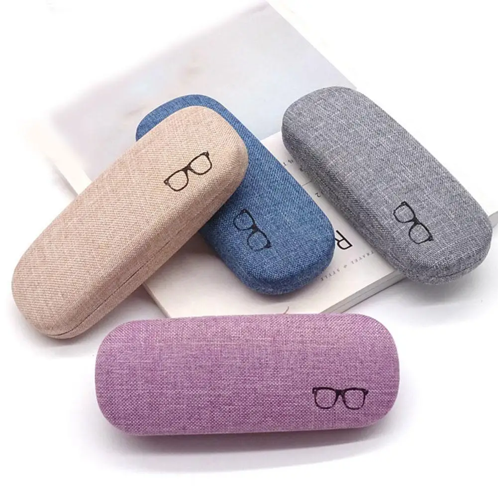 Glasses Case Classic Fashion Tin Box Unisex Retro Linen Box Design Eye Box Mirror Simple Linen