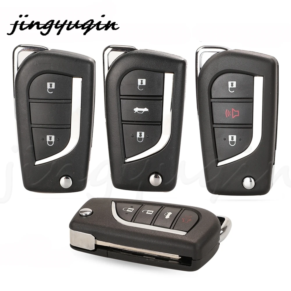 jingyuqin 2/3BTN Flip Remote Key Shell For Toyota Levin Camry Reiz Highlander Corolla RAV4 Key Case VA2 Toy48 Toy43 Fit CR1620