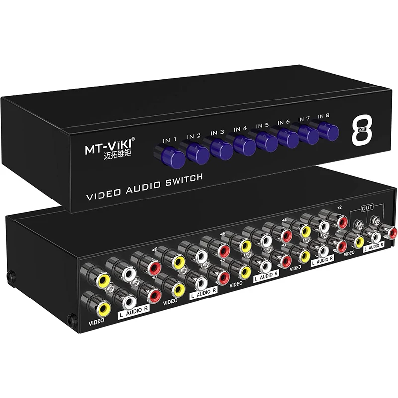 2/4/8 Way AV RCA Switch 8 in 1 out  AV Signal Composite Video L/R Audio Switcher 2x1 Selector Converter for STB DVD HDTV VCD VCR