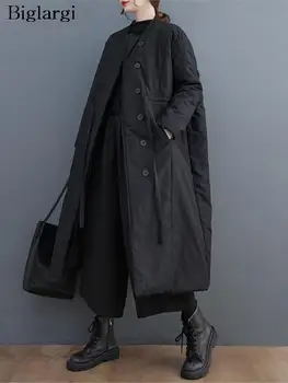 女性のための特大のロングコットンコート,十分なプリーツジャケット,ファッショナブルでカジュアル,長袖,冬のコート,新しいコレクション2023