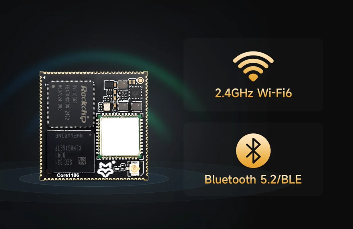 Основная плата Luckfox Core1106 на базе чипа Rockchip RV1106, 8 ГБ eMMC, встроенные процессоры ARM Cortex-A7/RISC-V MCU/NPU/ISP