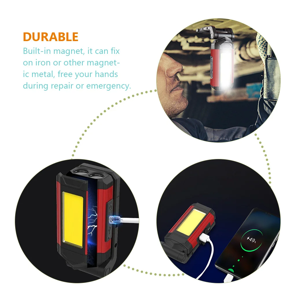 Lumière de réparation à chargement Usb, aimant intégré, projecteur haute luminosité pour l'entretien des véhicules, Construction, Camping en plein air