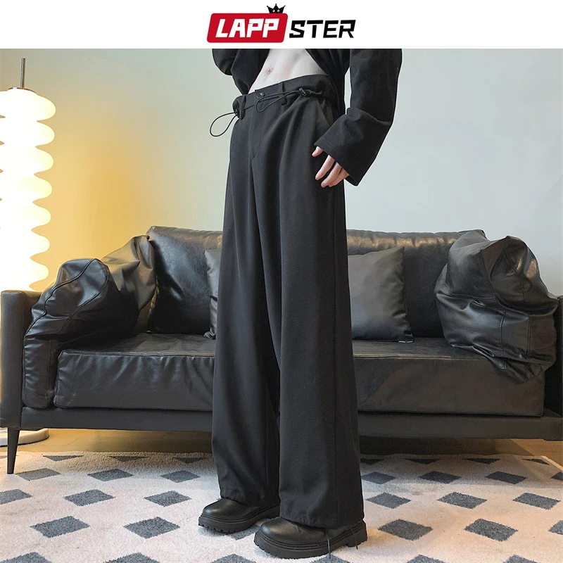 LAPPSTER Korean Fashions Baggy Joggers Pants 2023 Overalls Black Oversized Japanese Harajuku Sweatpants Casual Wide Leg Pants