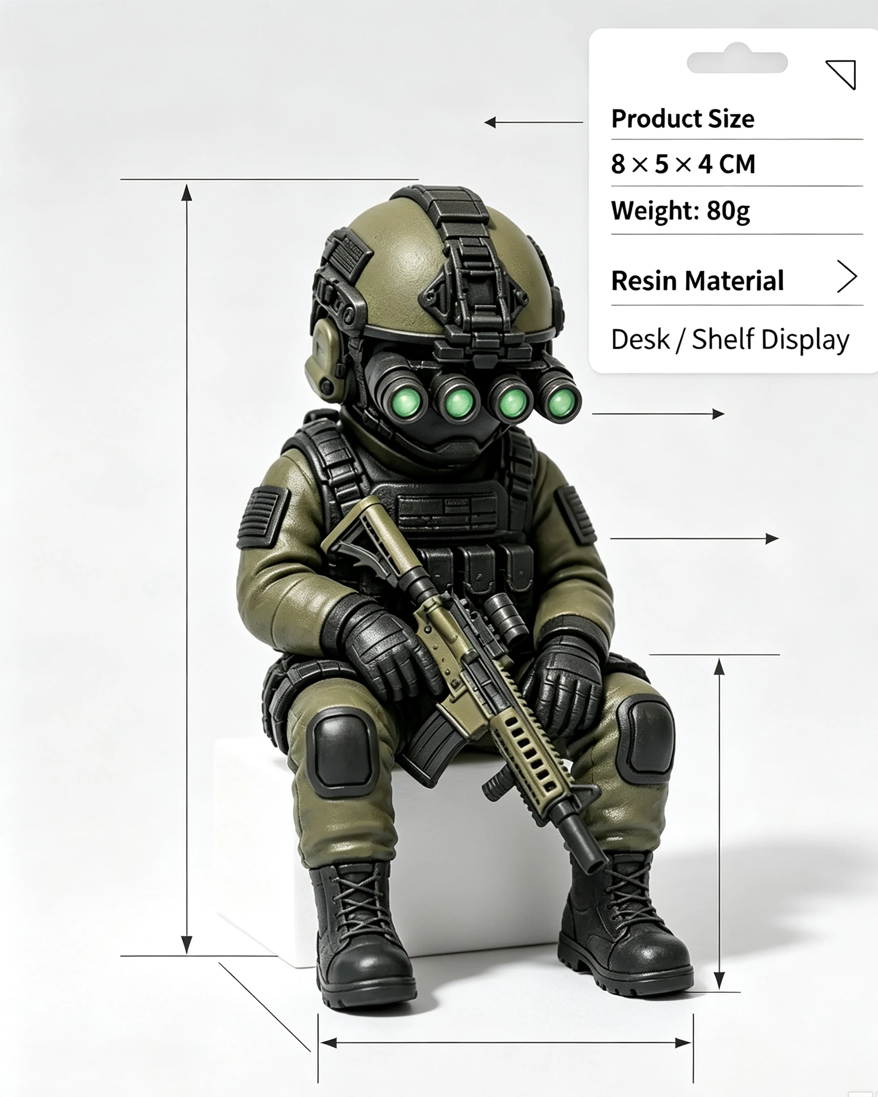 Soldier Decoration Sitting Snipers Statue Armed Special Forces Statue Military Soldier Sculpture Collectible Model