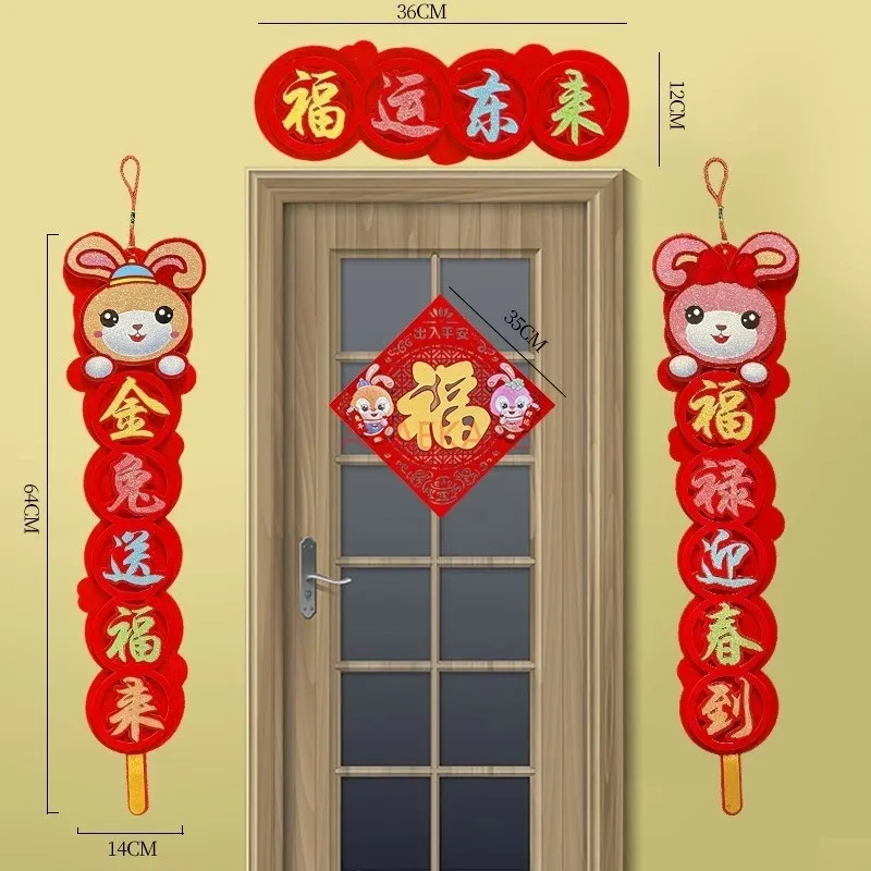 4 Stuks Chinese Couplet Rode Hanger Ornament Ambachten Voor Lente Festival Feest Raam Wanddecoraties