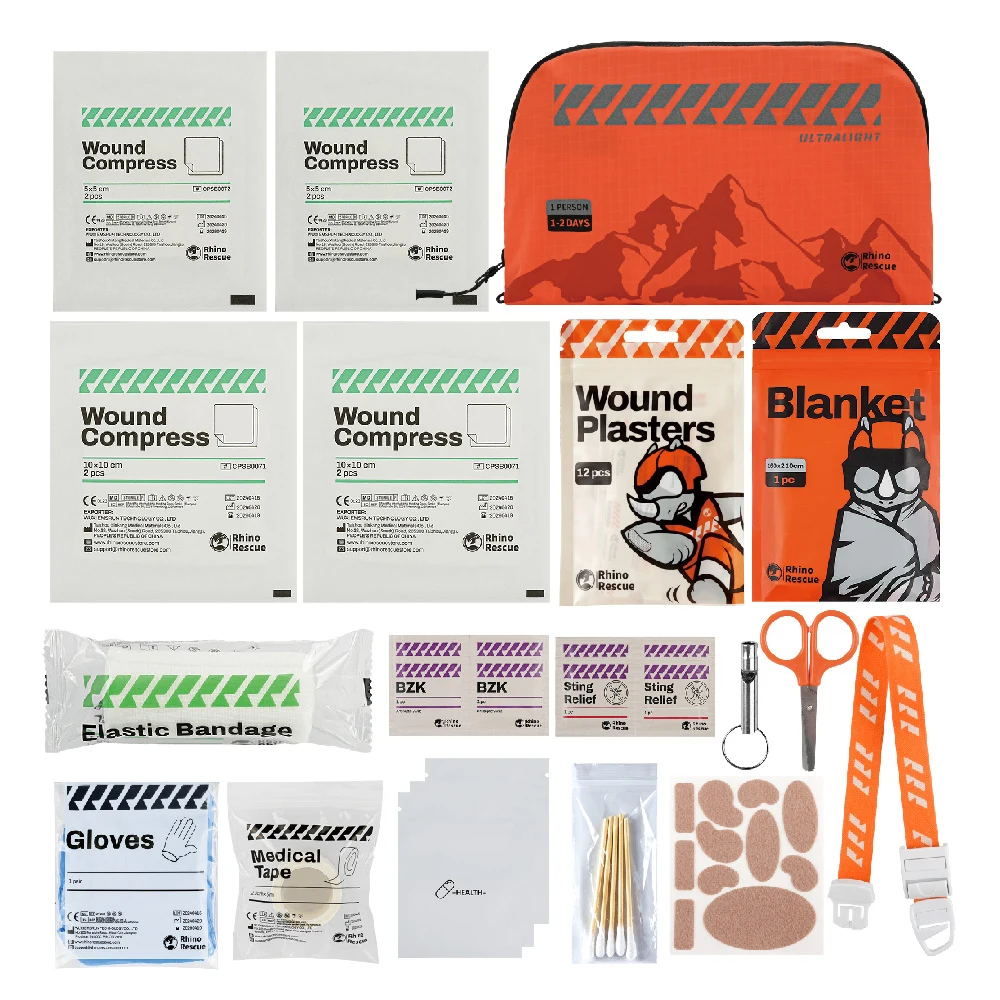 RHINO RESCUE Outdoor-Reise-Erste-Hilfe-Set, leicht, tragbar und wasserdicht, geeignet zum Wandern, Klettern, Auto und Radfahren