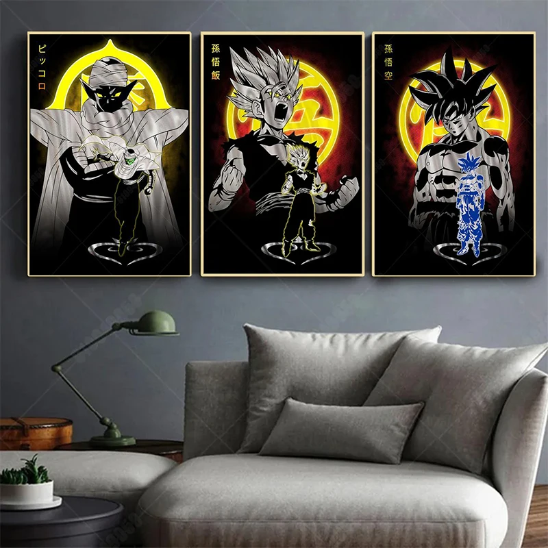 Dragon Ball Canvas Painting Goku Gohan Trunks Vegeta Cartoon Anime Poster Print Mural Pictures Wall Art Home Decor Gifts Cuadros