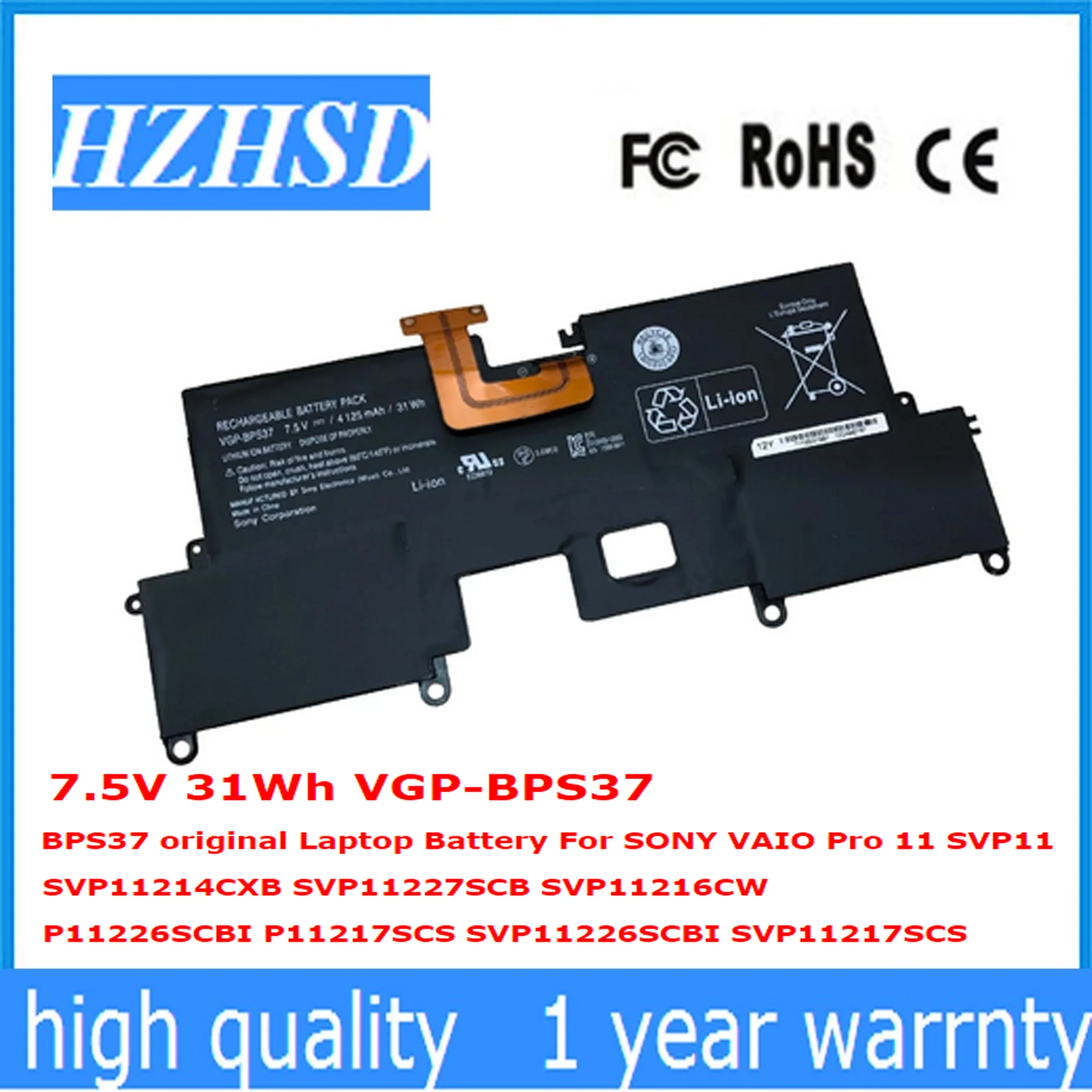 7.5V 31Wh VGP-BPS37 BPS37 Laptop Battery For SONY VAIO Pro 11 SVP11 SVP11214CXB SVP11227SCB SVP11216CW P11226SCBI