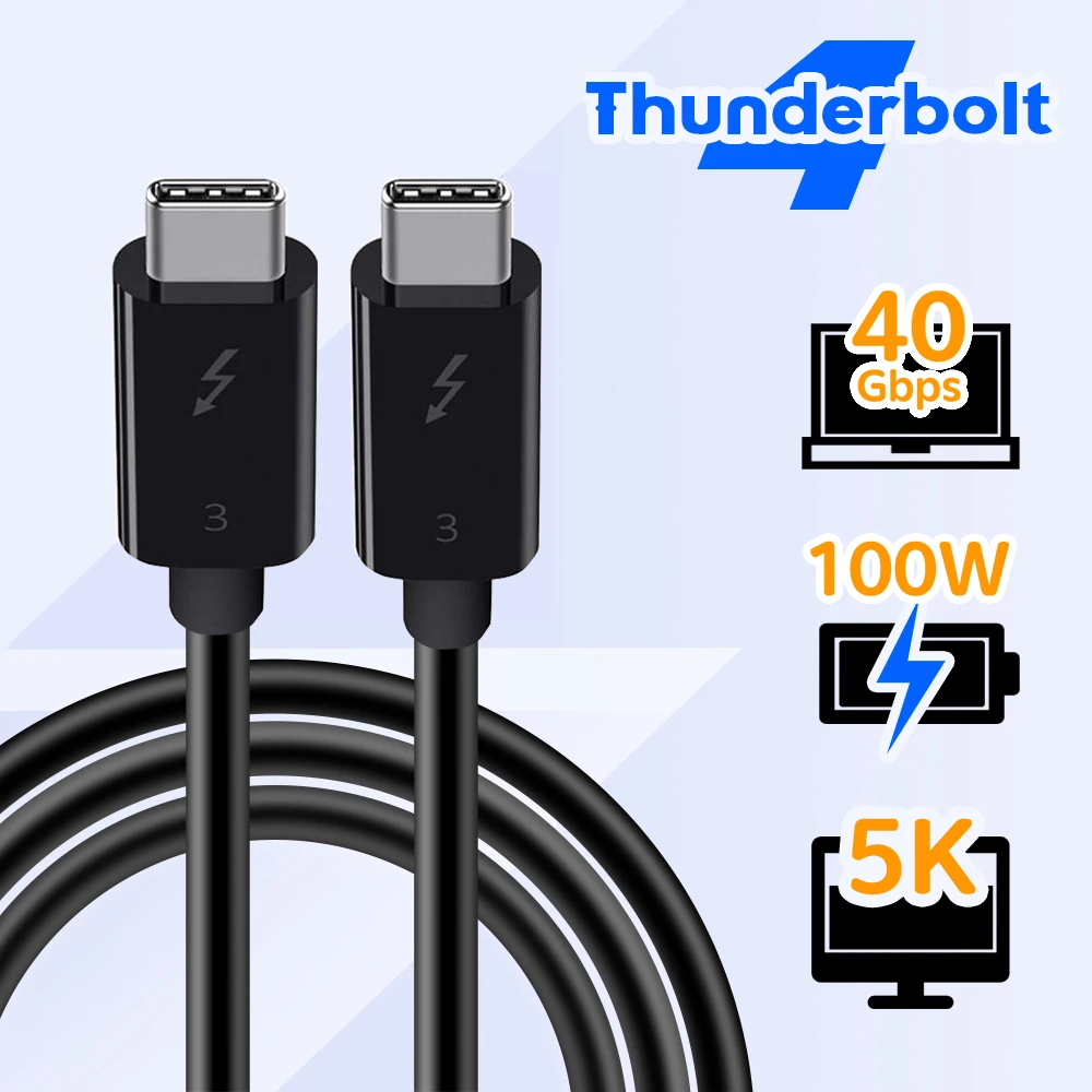 Certified Thunderbolt cable 40Gbps 100W Genuine Real Thunderbolt 3 cable Thunderbolt 3 male to male cable 5K resolutions