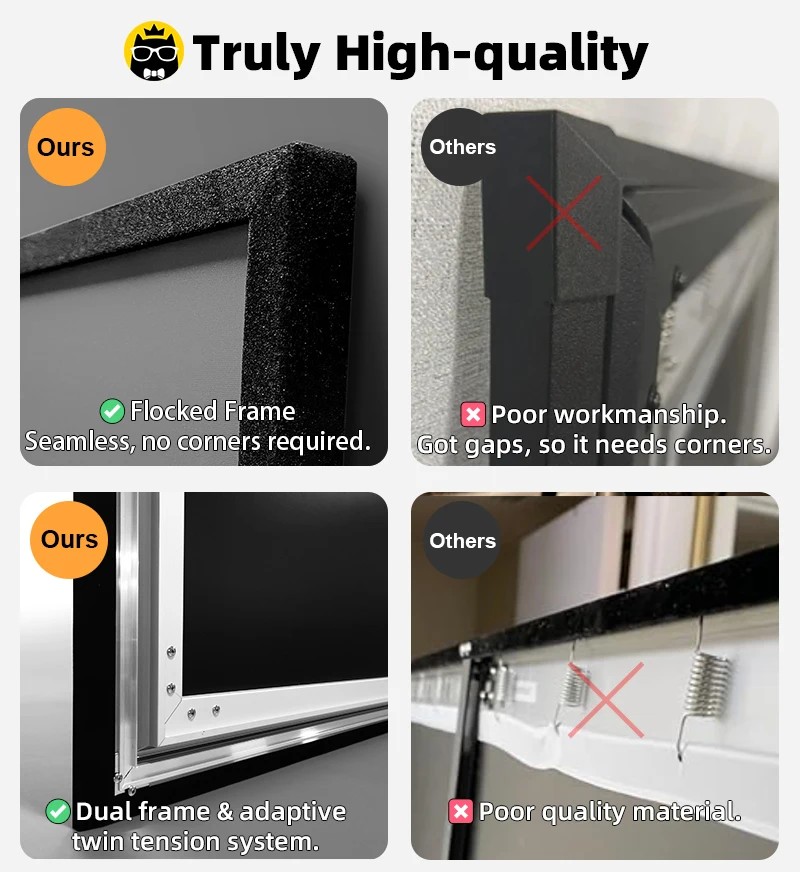 Newly Upgraded Fresnel 5.0 Pro UST ALR Projection Screen 1CM Fixed Frame 4/8K Ambient Light Rejecting Best for Short Projectors - Image 6