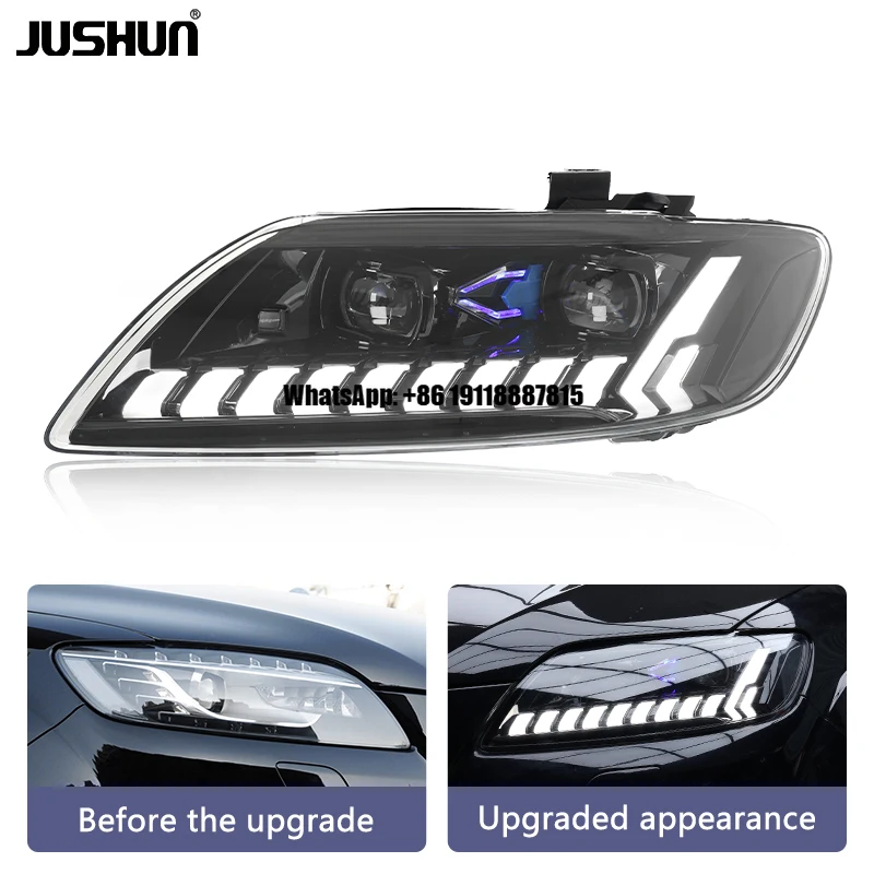 

JUSHUN Headlamp Assembly Modified Lens LED for Audi Q7 2006-2015 Daytime Running Light Turn Signal Auto Accessories