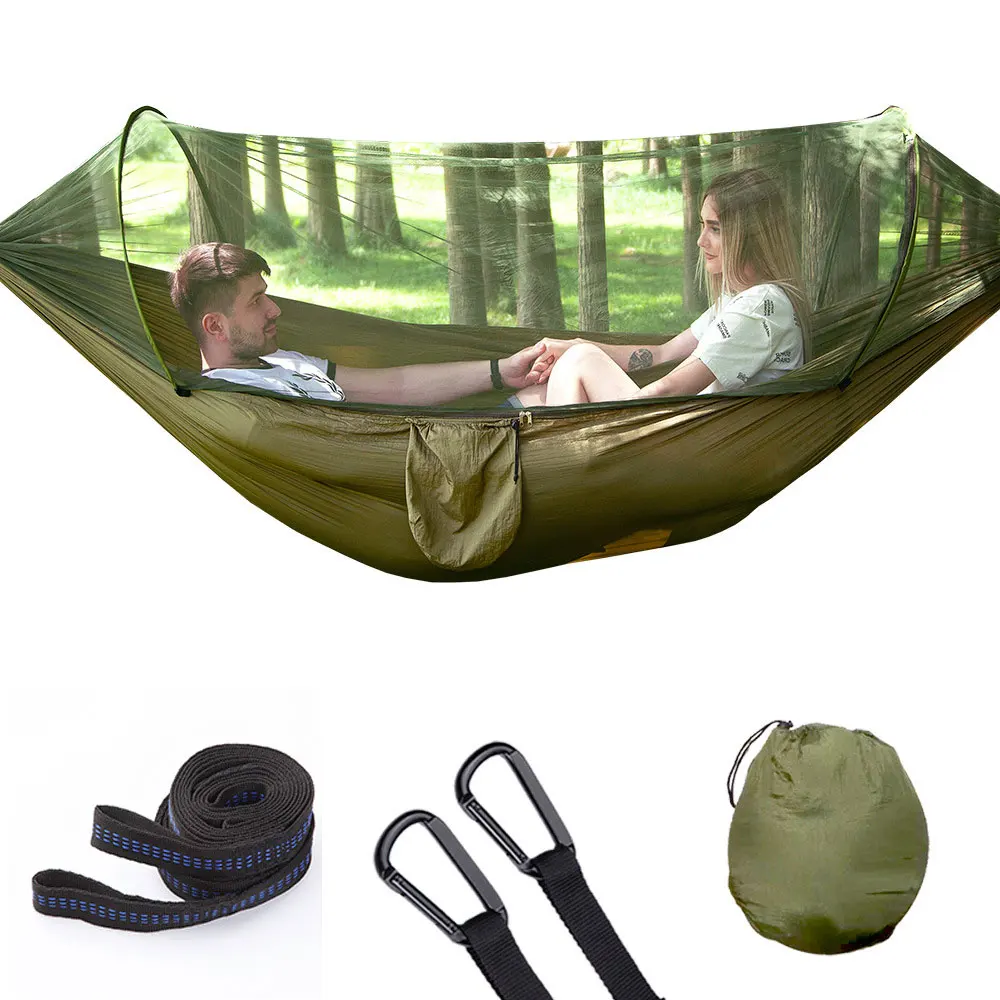 2 Person 250*150CM Fully Automatic Quick-open Mosquito Net Hammock Camping Hammock Outdoor Hanging Chair Sleeping Bed NA112S