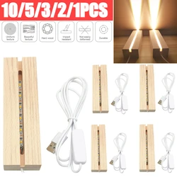 10-1pcs LED Wood Light Display Crystal Wooden Lighted Base Stand Acrylic Light Plate Base USB Wooden Base for Resin Art Lights