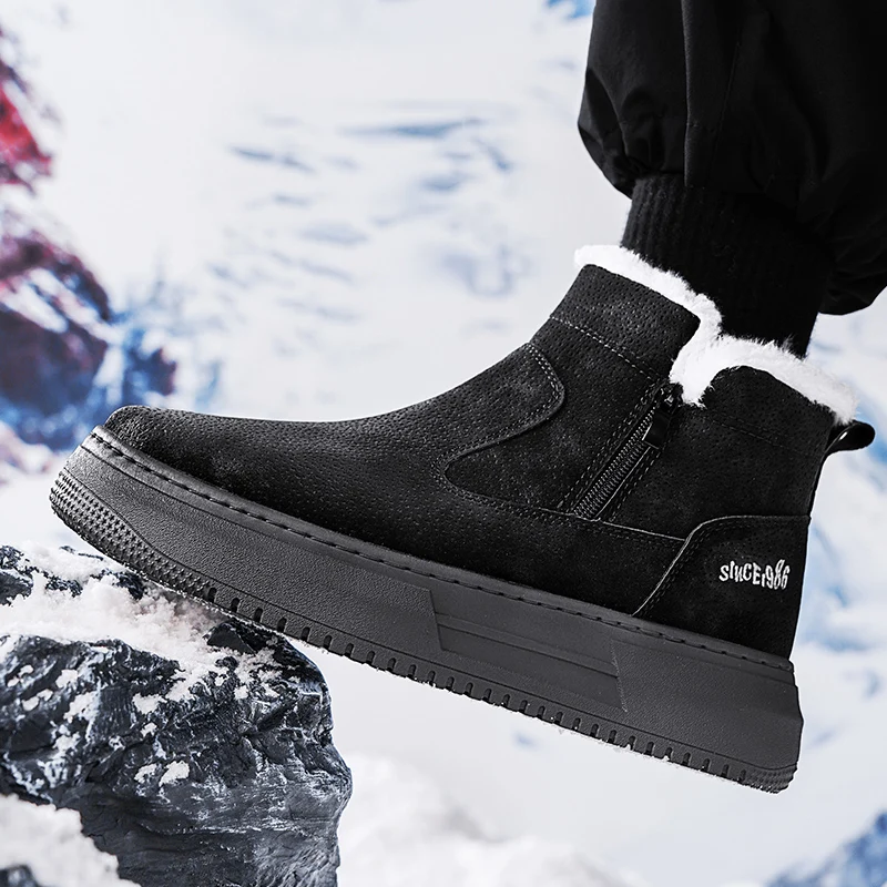Men Winter Boots Cold Proof Ankle Boots 2024 Men Winter High-quality Warm High Top Cotton Shoes Outdoor Thick Soled Snow Boots