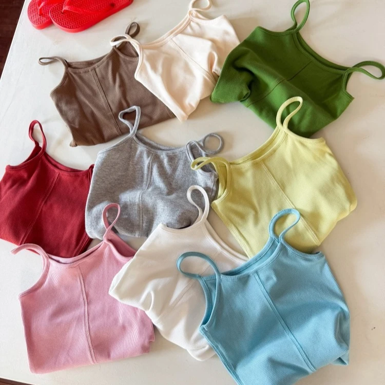 Girls T-shirt 2026 Spring and Summer New Children's Clothing Korean Style Girl Baby Cute Fresh Sweet Elastic Small Suspender