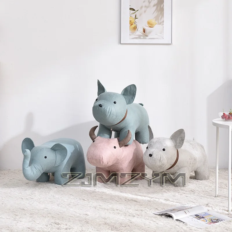 Cartoon Animal Stool, Sitting Solid Wood, Household, Shoe Changing Pedal For Living Room, Bedroom, Shoe changing Chair
