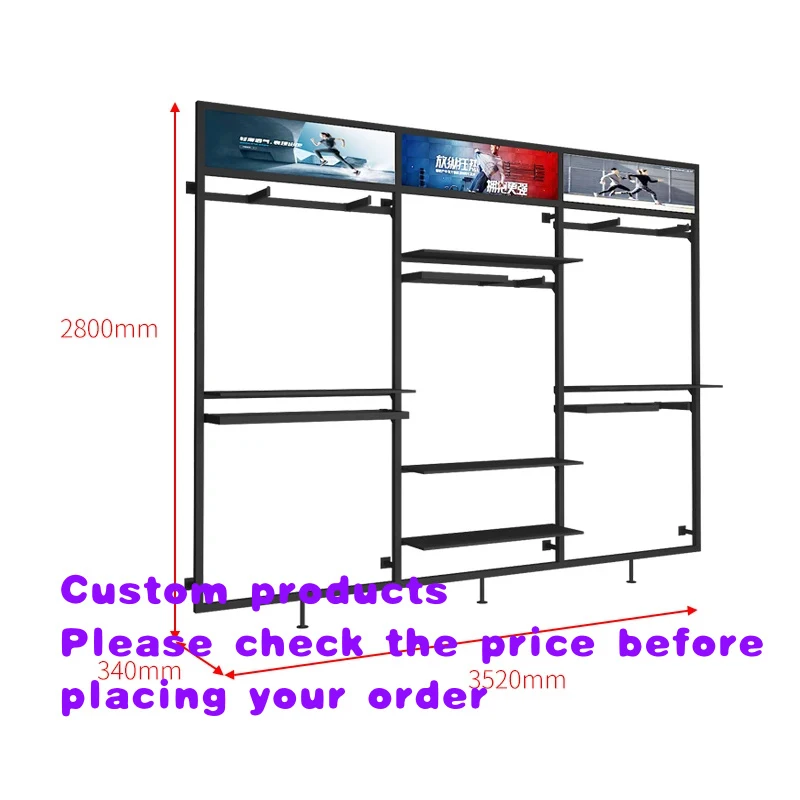 

custom.Sports Design Ideas Commercial Shelves Metal Sneakers Wall Mount Unit Retail Sportswear Hanging Display Rack Sh