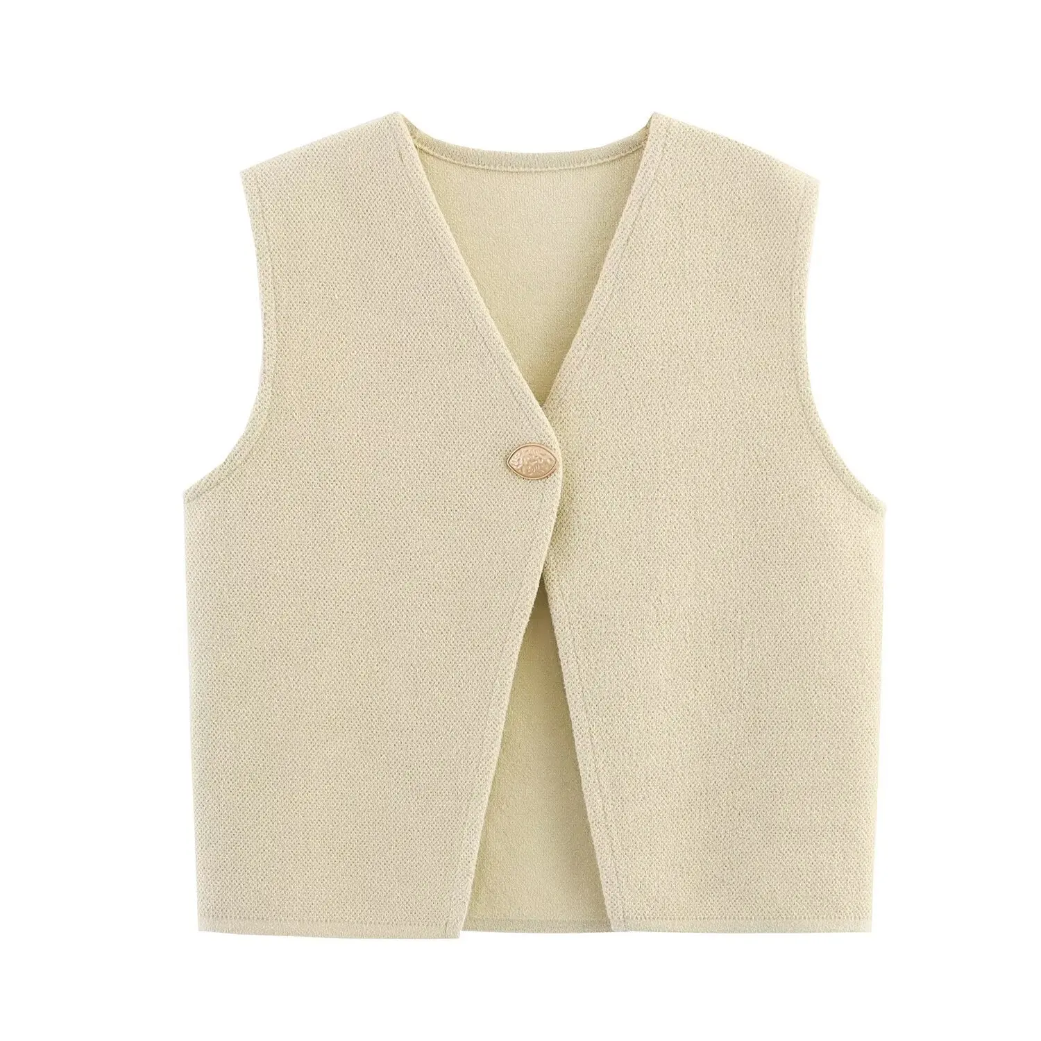 Chaleco de punto a la moda con diseño de un solo botón, sencillo pero elegante, recién llegado de otoño de comercio