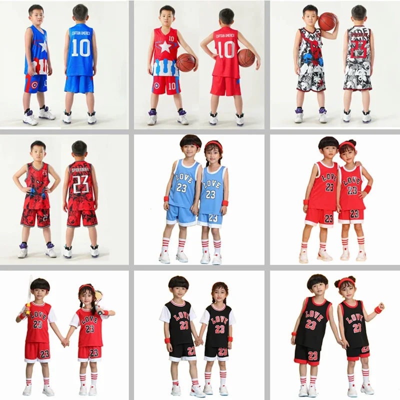 Kid LSPORT 23# Basketball Set Girls Basketball jersey uniform Breathable Child Sport shirts shorts BasketBall Team train Clothes