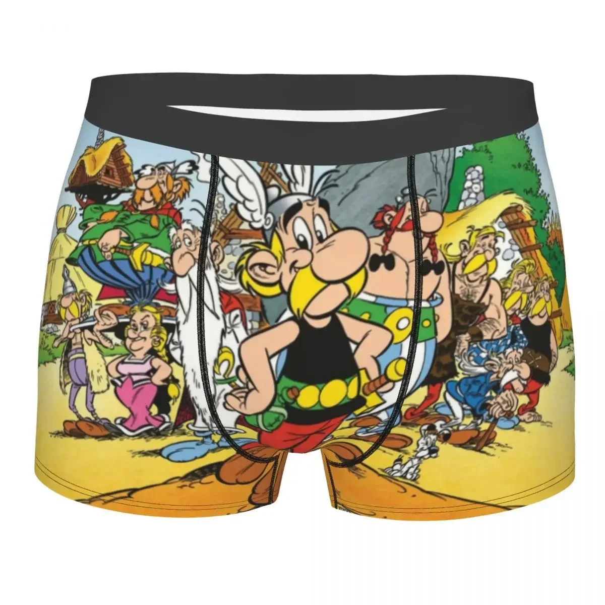 

Anime Asterix and Obelix Men's Stretch Underwear Cartoon Boxer Briefs Soft Underpants