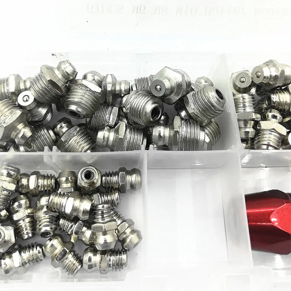 61pcs Grease Fittings Kit M8 M10 Straight Head Flat Head Oil Nipple For Machinery Construction Tools Lubrication Repair Tool view 5