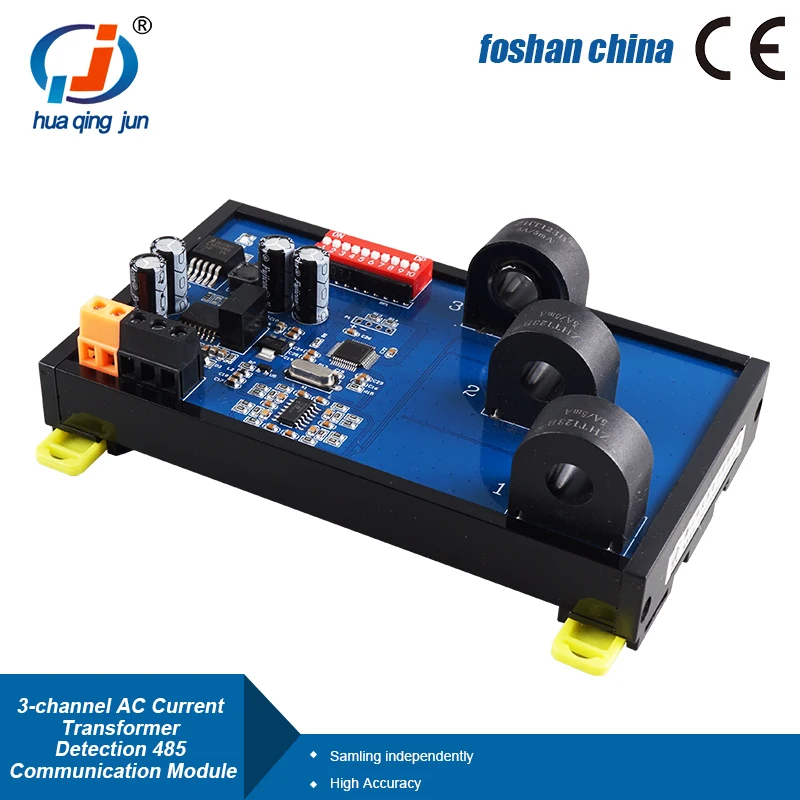 Huaqingjun 3-Channel RS485 AC Current Transformer Detection 0-50A Module Modbus RTU Communication for Current Data Acquisition