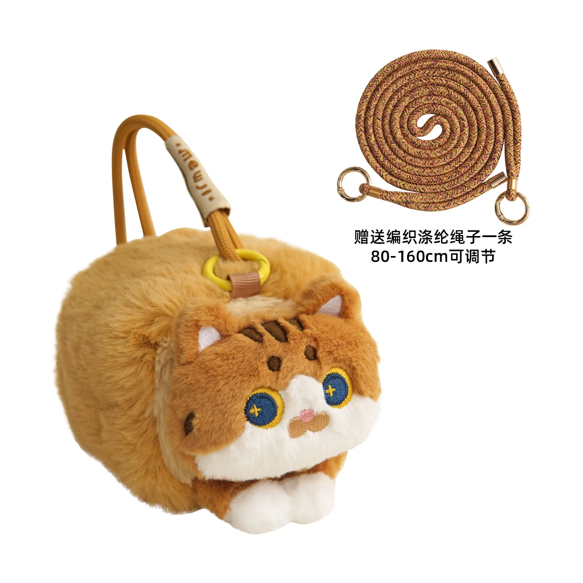 Original cute cat embroidery coin purse plush cat flower cat bread crossbody bag small gift
