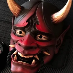 Japanese Hannya Mask Scary Monster Kabuki Samurai Latex Mask Oni Noh Cosplay Party Props Creepy Mask Costume