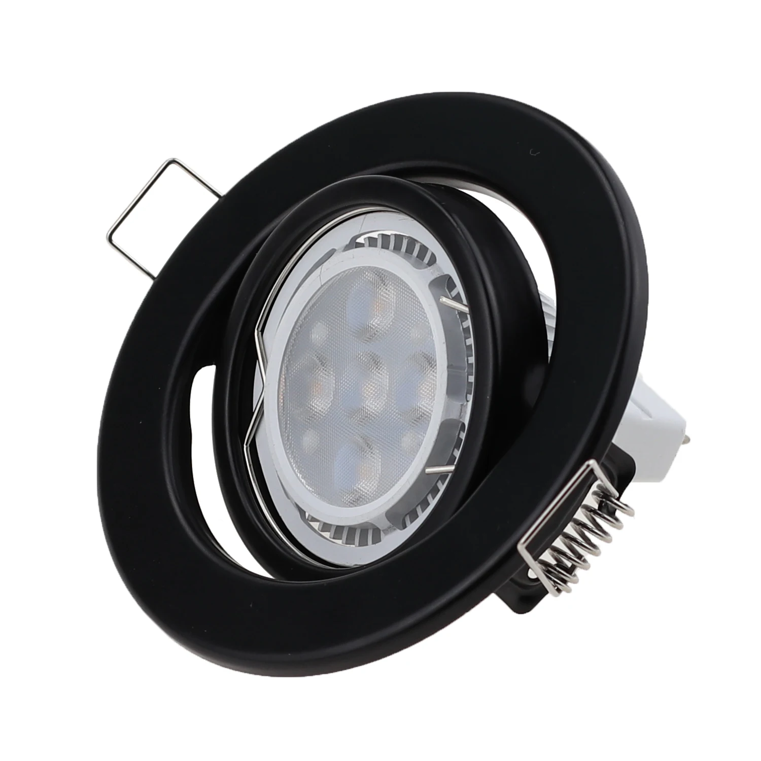 Eyeball Casing Single GU10 MR16 Spotlight Fitting Black White Die Cast Material Angle Adjustable Downlight