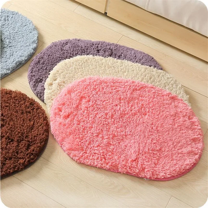 yZ[zSoft Water Absorption Bath Mats Toilet Floor Doorway Rug Thick Carpets Non-slip Bathroom Mats Memory Foam Bath Rug Ellipse Mats
