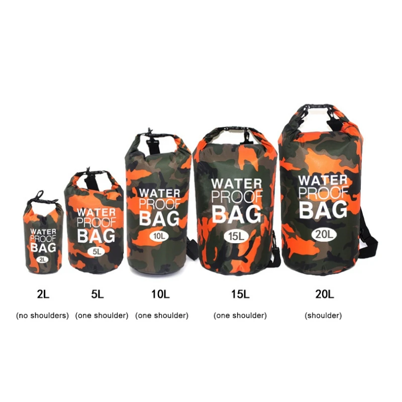 2L 5L 10L 15L 20L 30L Rafting Dry Bag Waterproof Camping Traveling Light Weight Camouflage IPX6 River Trekking Bag